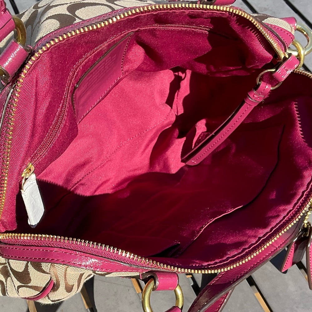 Coach Signature Stripe Python Snake Zip Satchel o… - image 7